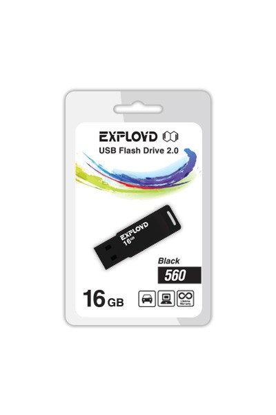 Флеш-накопитель 16Gb Exployd 560, USB 2.0, пластик, чёрный