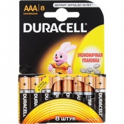 Батарейка Duracell ААA, LR03-8BL, 1.5V, алкалиновая (щелочная)-8шт.