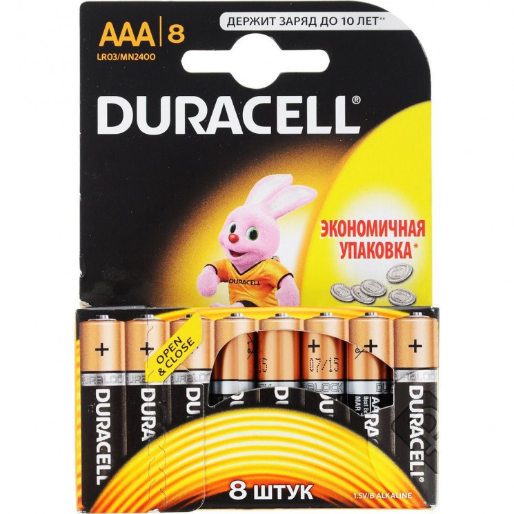 Купить Батарейка Duracell ААA, LR03-8BL, 1.5V, алкалиновая (щелочная)-8шт. в магазине Мастер Связи