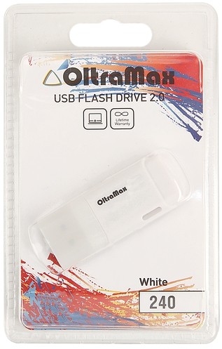 Флеш-накопитель 8Gb OltraMax 240, USB 2.0, пластик, белый
