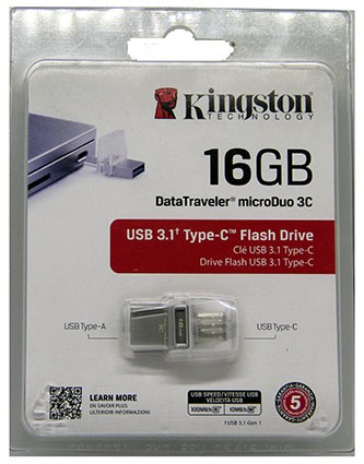 USB флешка 16GB Kingston DataTraveler microDuo 3C USB 3.1