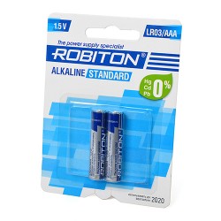 Батарейка AAA ROBITON STANDARD LR03 BL2, 1.5В