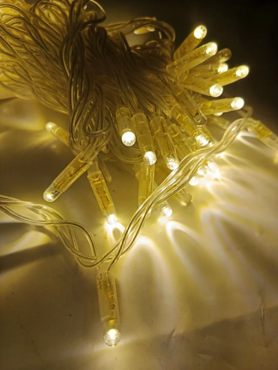 Гирлянда уличная 10 м. LED200, силиконовая нить, крупные диоды, Тёплый Белый свет арт. b-10-zol