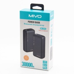Внешний аккумулятор 30000 мАч MIVO MB-308Q 22.5W / PD3.0+QC3.0 / 2хUSB / Micro USB+Type-C / LED