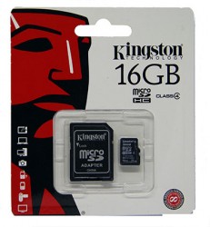Карта памяти MicroSDHC 16Gb Kingston с адаптером