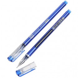 Ручка гелевая 0,38мм синяя, корпус синий беcстержневая игольчатый пишущий узел Кристалл