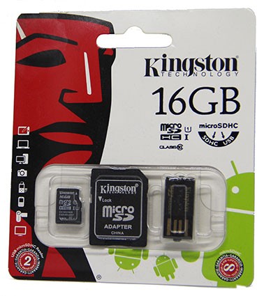 Купить Карта памяти MicroSDHC 16Gb Kingston UHS-1 до 80Mb/s с адаптером и картридером USB в магазине Мастер Связи
