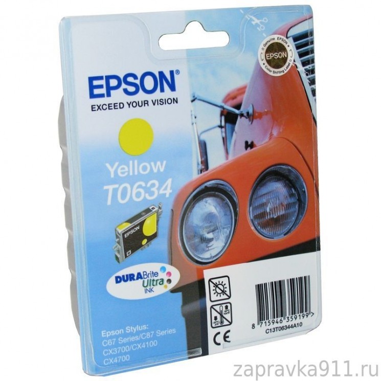 Картридж Epson T0634 Yellow оригинал в технологической упаковке