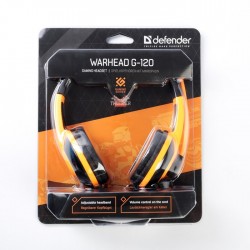 Наушники с микрофоном Defender Warhead G-120 черный + оранжевый