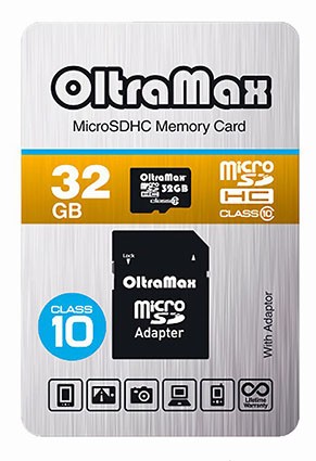 Купить Карта памяти MicroSDHC 32Gb OltraMax с адаптером в магазине Мастер Связи