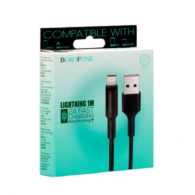 Купить Кабель USB - Apple 8 pin Lightning  BOROFONE BX-1 EZSYNC 1M.  в магазине Мастер Связи